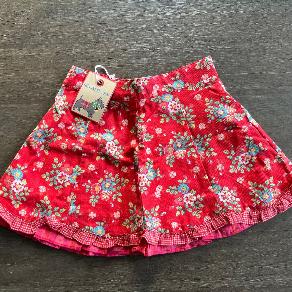 New Catamini Girls Red Floral Skirt